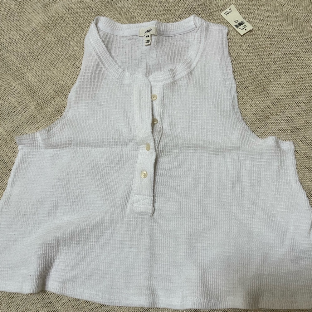 Aerie Sunspun Waffle Tank Top **New With Tags** NWT Size M Color White